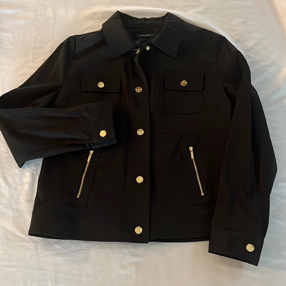 Jones New York Black Jacket with Gold Hardware